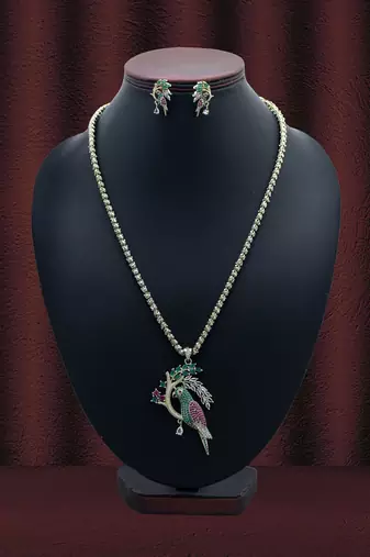 Multi color american diamond necklace set