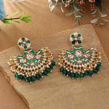 Green color meenakari earrings 2