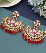 Red color meenakari earrings