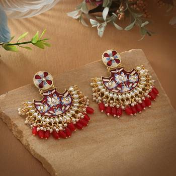 Red color meenakari earrings 2