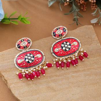 Rani color meenakari earrings 1