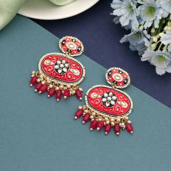 Rani color meenakari earrings 2