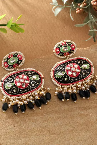 Black color meenakari earrings
