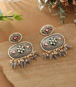 Grey color meenakari earrings