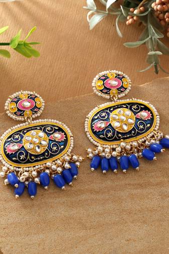 Blue color meenakari earrings