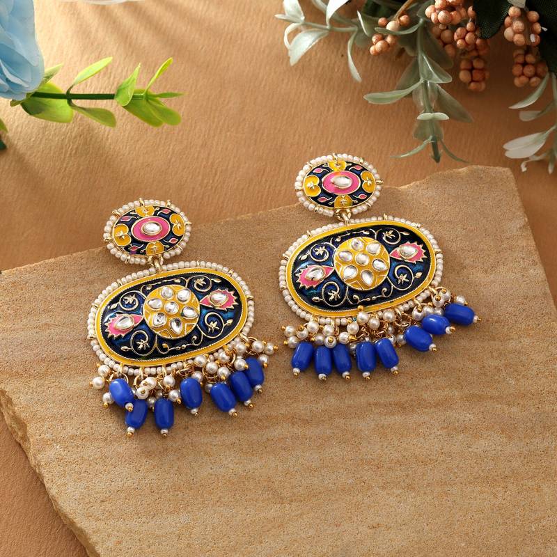 Blue color meenakari earrings