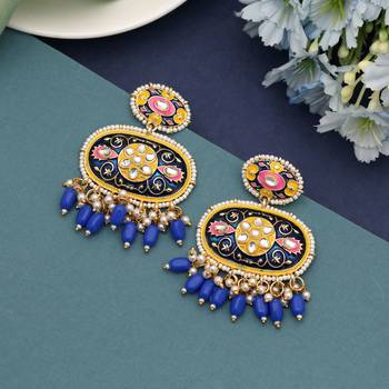 Blue color meenakari earrings 2