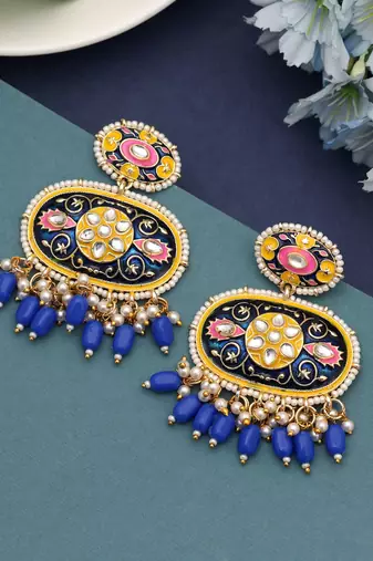 Blue color meenakari earrings