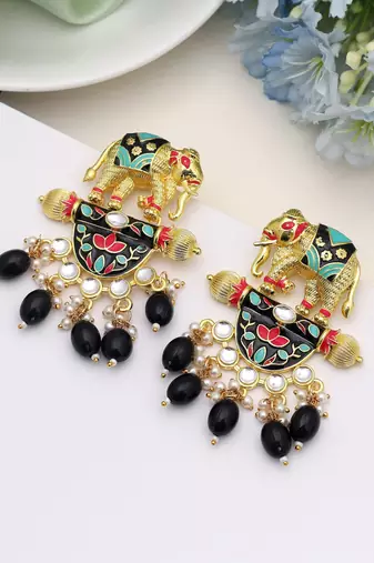 Black color meenakari earrings