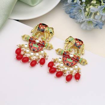 Red color meenakari earrings 1