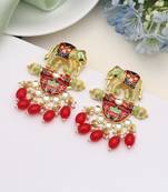 Red color meenakari earrings