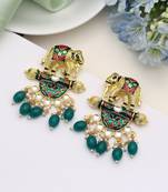 Green color meenakari earrings