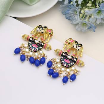 Blue color meenakari earrings 1