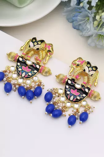 Blue color meenakari earrings