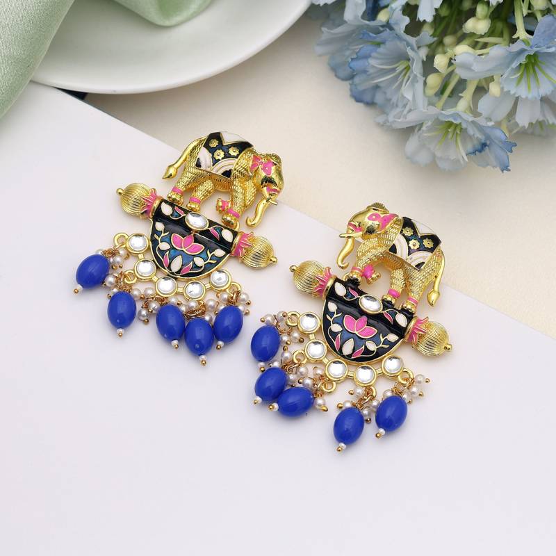 Blue color meenakari earrings