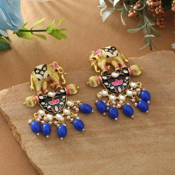 Blue color meenakari earrings 2