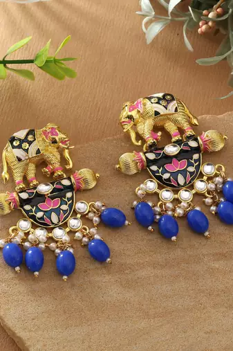 Blue color meenakari earrings