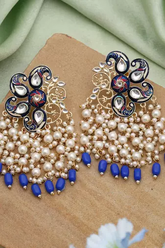 Blue color meenakari earrings