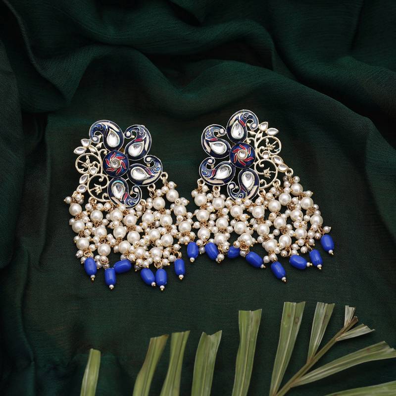 Blue color meenakari earrings
