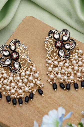 Black color meenakari earrings