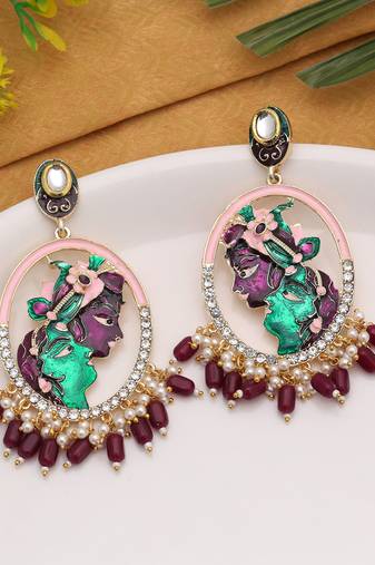 Purple color meenakari earrings