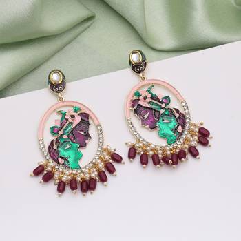 Purple color meenakari earrings 2