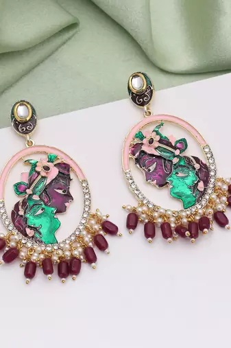 Purple color meenakari earrings