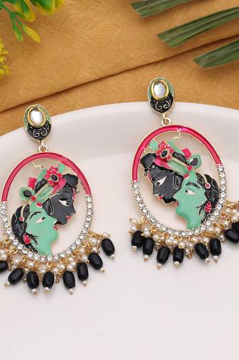 Black color meenakari earrings