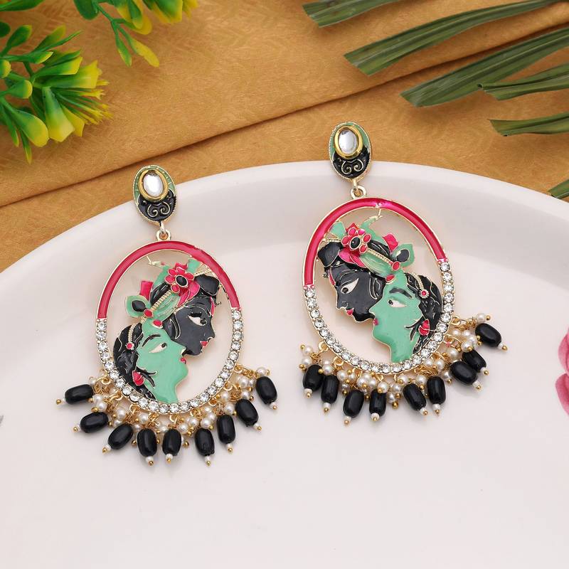 Black color meenakari earrings