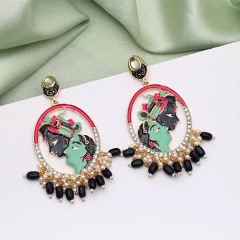 Black color meenakari earrings 2