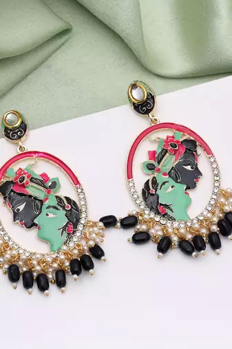 Black color meenakari earrings