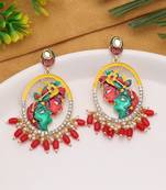 Red color meenakari earrings
