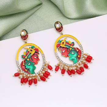 Red color meenakari earrings 2