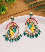 Green color meenakari earrings