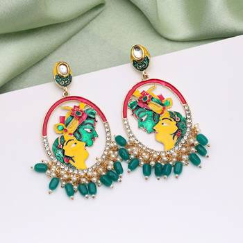 Green color meenakari earrings 2