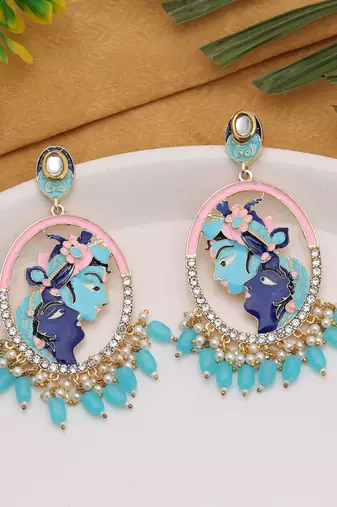 Sky blue color meenakari earrings