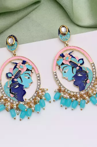 Sky blue color meenakari earrings