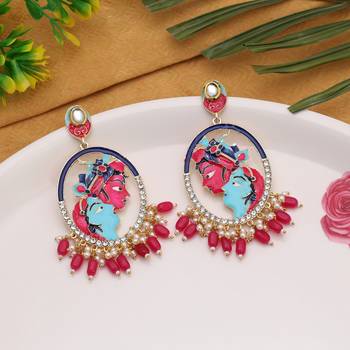 Rani color meenakari earrings 1