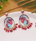 Rani color meenakari earrings