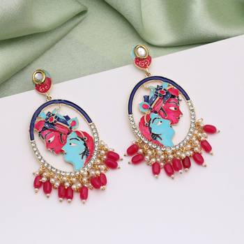 Rani color meenakari earrings 2
