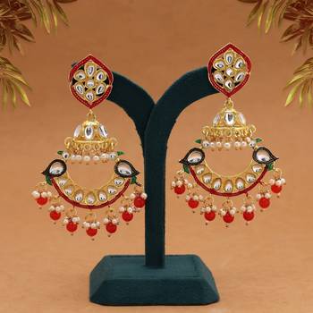Red color meenakari earrings 2