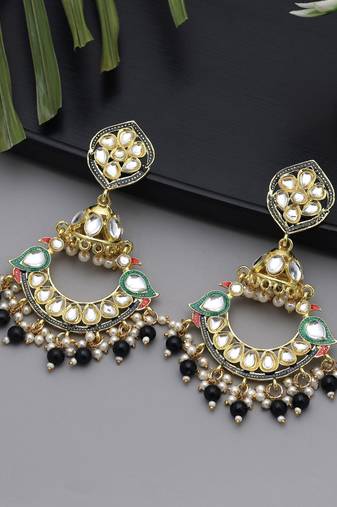 Black color meenakari earrings