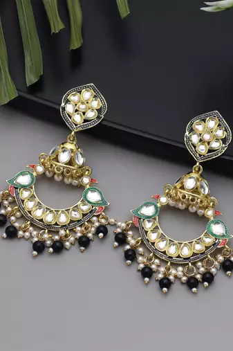 Black color meenakari earrings