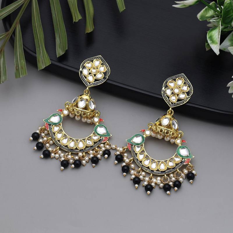 Black color meenakari earrings