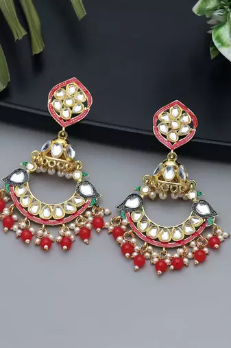 Rani color meenakari earrings