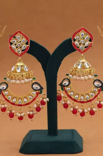 Rani color meenakari earrings