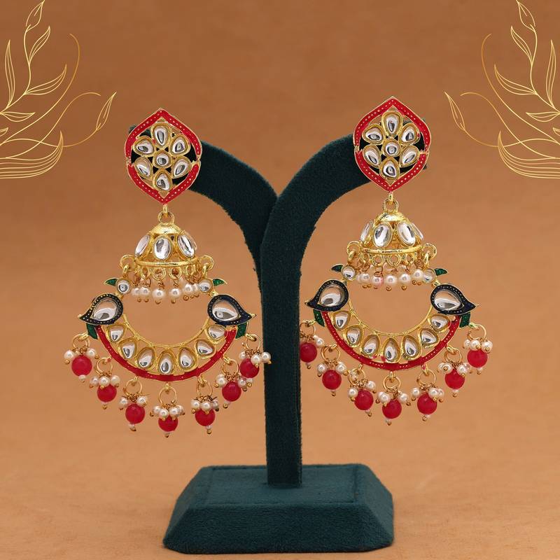 Rani color meenakari earrings