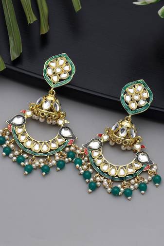 Green color meenakari earrings