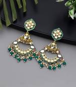 Green color meenakari earrings