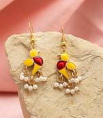 Yellow color meenakari earrings